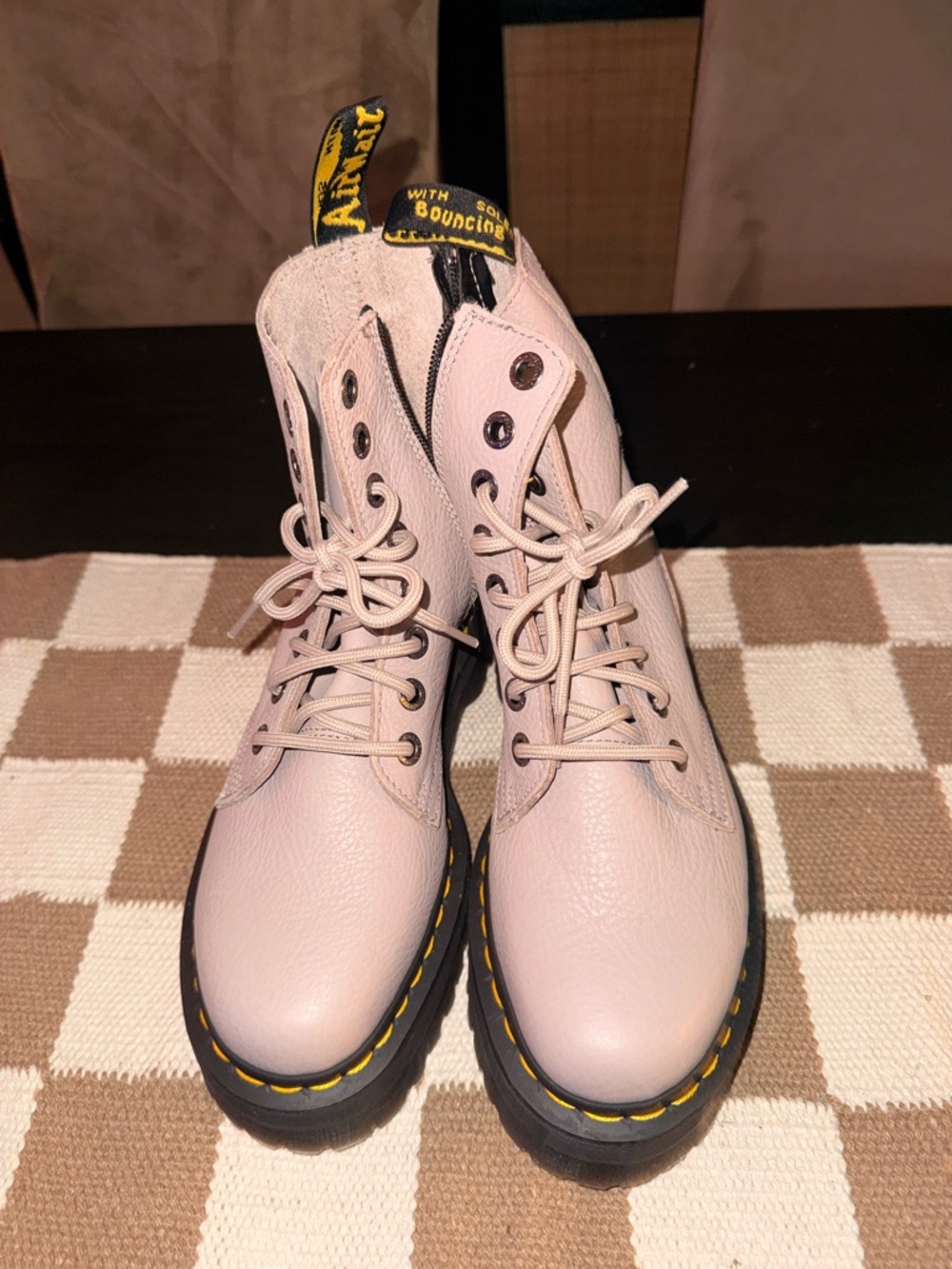 Doc Martens Women’s Light beige Lace-Up Platform Boots NEVER WORN - Picture 2 of 7